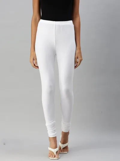 Cotton Lycra   Prisma Bottle Green Churidar Leggings.